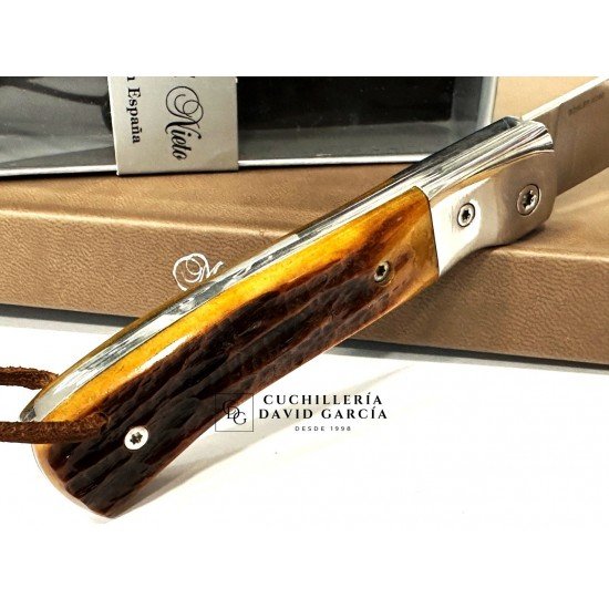 Navaja Nieto Lord Hueso Ambar Tallado - Virola Acero 370-V-H AMBAR