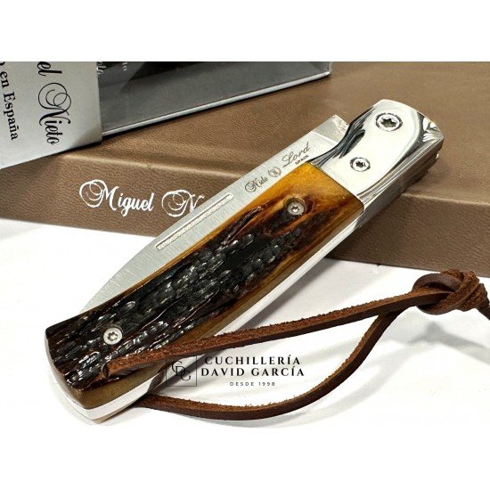 Navaja Nieto Lord Hueso Ambar Tallado - Virola Acero 370-V-H AMBAR