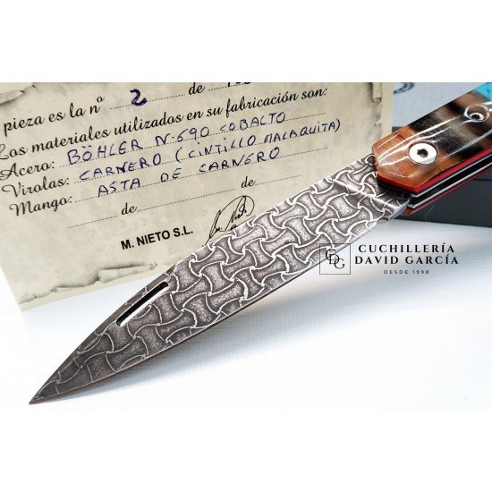 Nieto  Artesanal Edicion Limitada Acero Böhler  - Malaquita - Asta de Carnero