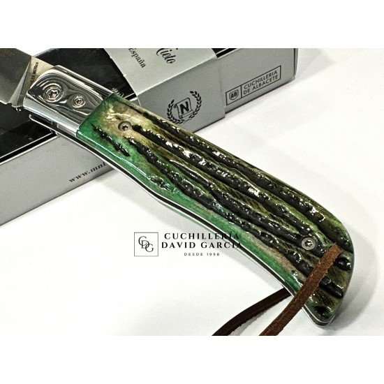 Navaja Nieto Buckler Hueso Tallado Verde Acero Bohler N690Co 170-VHJIGGED 