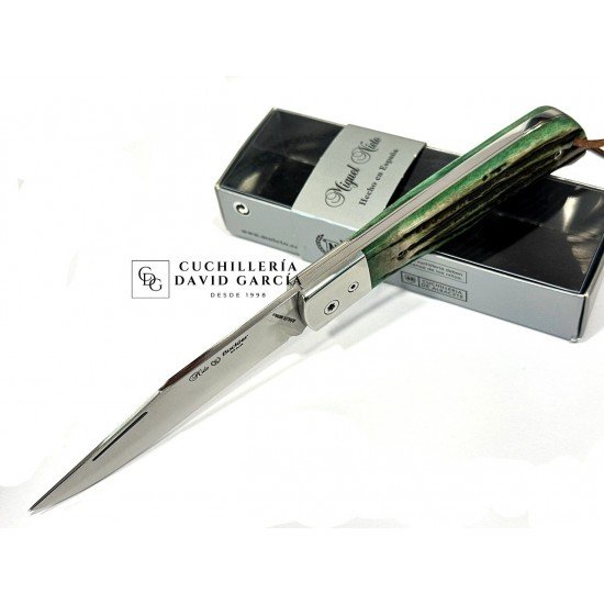 Navaja Nieto Buckler Hueso Tallado Verde Acero Bohler N690Co 170-VHJIGGED 