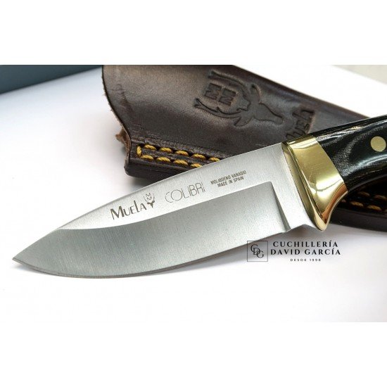 Muela Colibri Micarta Negra Funda Cuero Muela Colibri Micarta Negra Funda Cuero