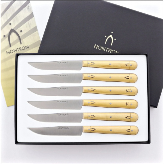 Nontron Set de 6 Cuchillos de Mesa Madera de Boj Pirograbados T6 DE RYBU Nontron Set de 6 Cuchillos de Mesa Madera de Boj Pirograbados T6 DE RYBU