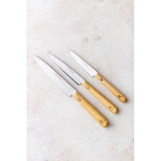Nontron Set de 3 Cuchillos de Cocina Madera de Boj Pirograbados Nontron Set de 3 Cuchillos de Cocina Madera de Boj Pirograbados