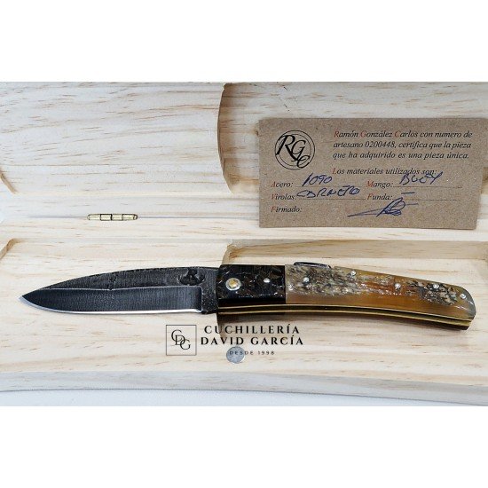 RGC Bruja Negra Edición Limitada de 1 sola pieza Acero Carbono 1090 Asta de Buey Virola Asta Carnero RGC Bruja Negra Edición Limitada de 1 sola pieza Acero Carbono 1090 Asta de Buey Virola Asta Carnero