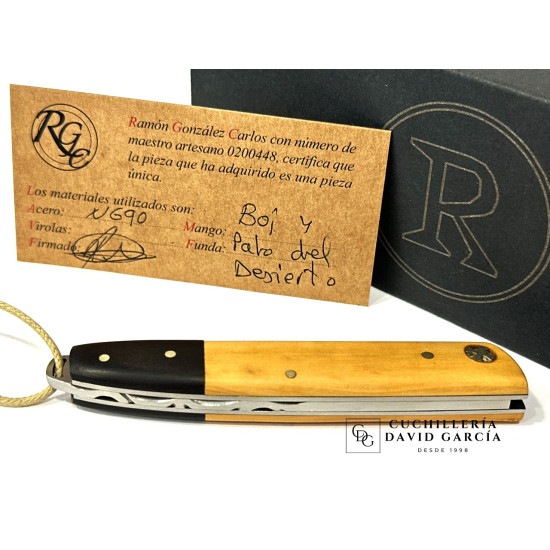 Navaja RGC  Artesana  Madera de Boj y Palo del desierto - Bóhler N690