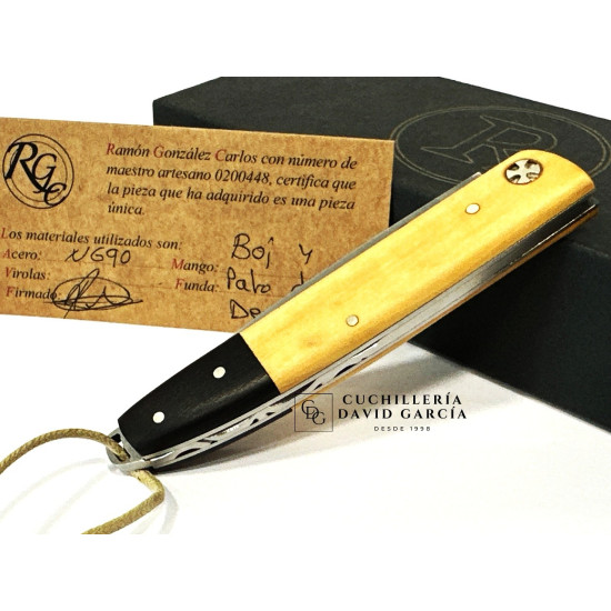 Navaja RGC  Artesana  Madera de Boj y Palo del desierto - Bóhler N690
