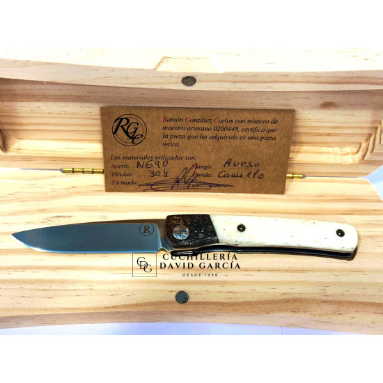 RGC  Martina Hueso Camello -  Virola acero Picado -  Hoja Acero N690