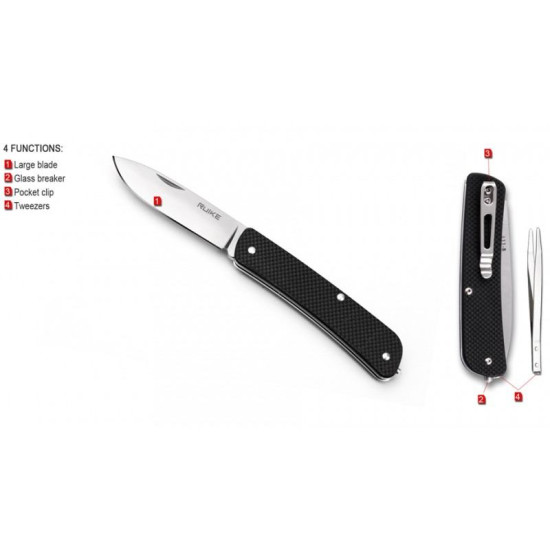 Navaja Ruike Trekker L11-B  G10 Negro -  Acero inoxidable 12C27