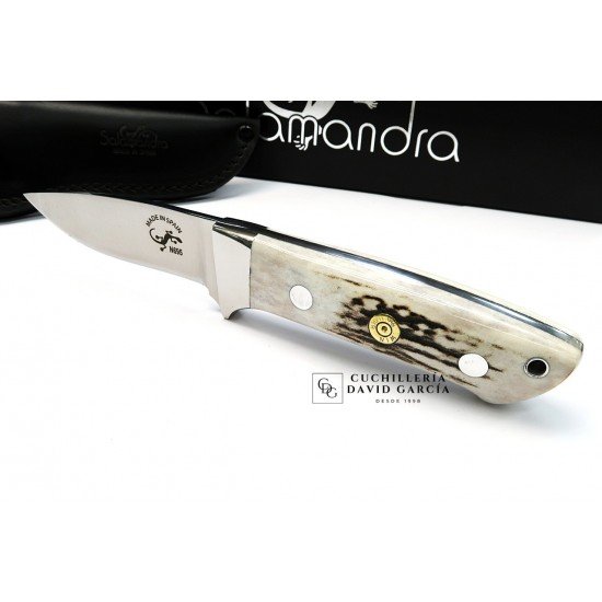 Cuchillo Salamandra tipo Loveless Asta de Ciervo Acero N695 