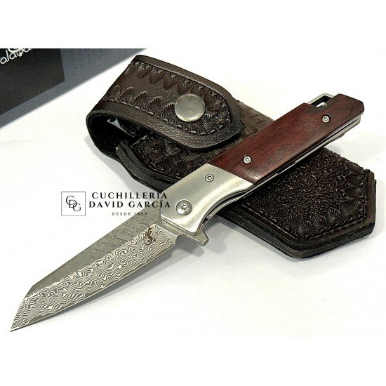 Salamandra Tek Acero Damasco Madera Cocobolo con funda 836525 Salamandra Tek Acero Damasco Madera Cocobolo con funda 836525