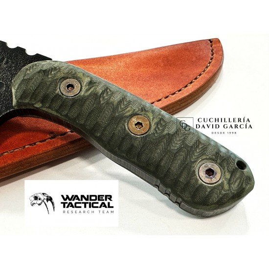 Wander Tactical Mountain Lion Raw Finish  Micarta Verde