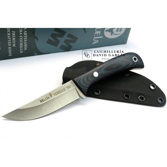 Cuchillo Muela Terrier-9M/K Micarta Negra /Azul funda kydex