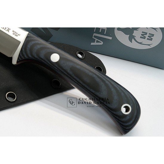 Cuchillo Muela Terrier-9M/K Micarta Negra /Azul funda kydex