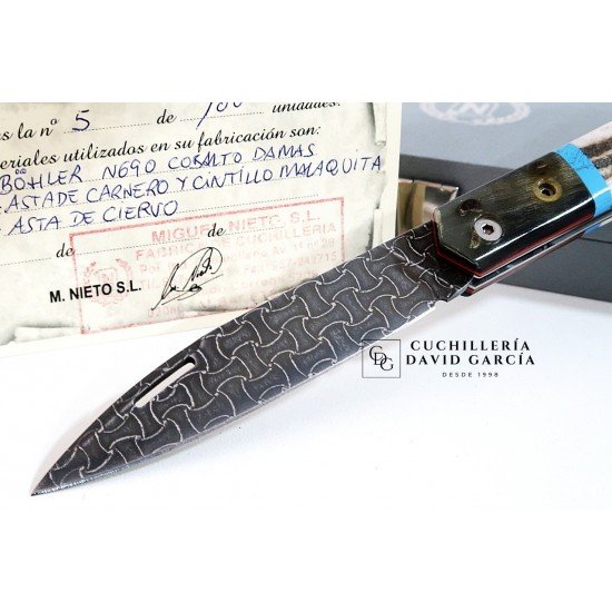 Nieto  Artesanal Edicion Limitada Acero Böhler Asta de Carnero - Malaquita - Asta de Ciervo