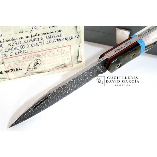 Nieto  Artesanal Edicion Limitada Acero Böhler Asta de Carnero - Malaquita - Asta de Ciervo