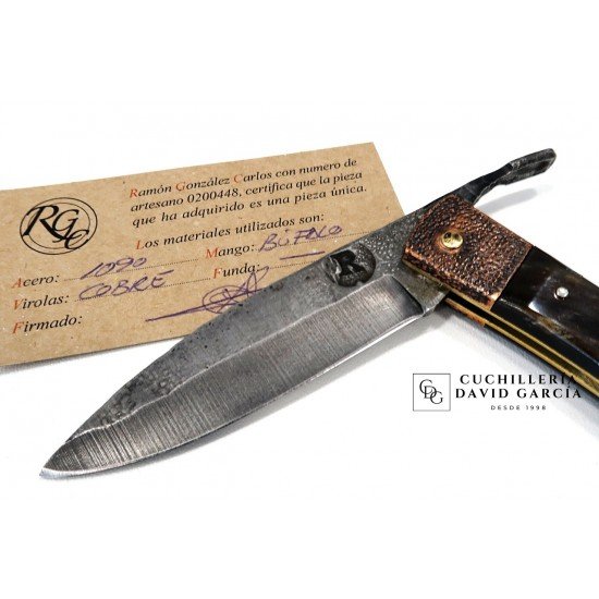 RGC Bruja Negra Edición Limitada de 1 sola pieza Acero Carbono 1090 Asta de Búfalo Virol de Cobre RGC Bruja Negra Edición Limitada de 1 sola pieza Acero Carbono 1090 Asta de Búfalo Virol de Cobre