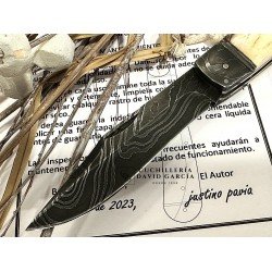 Justino Pavia Trapper Grande Acero Damasco /Asta de Ciervo