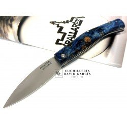 Pallarès Navaja Busa Madera Estabilizada Azul  Acero Inox