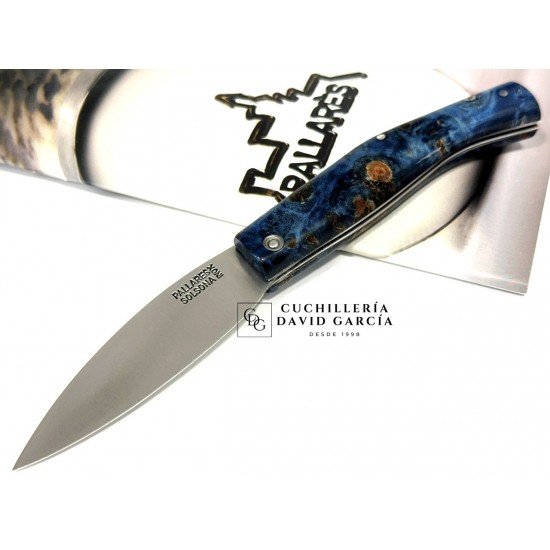 Pallarès Navaja Busa Madera Estabilizada Azul  Acero Inox