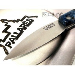 Pallarès Navaja Busa Madera Estabilizada Azul  Acero Inox