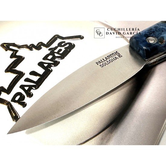 Pallarès Navaja Busa Madera Estabilizada Azul  Acero Inox