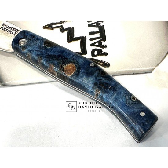 Pallarès Navaja Busa Madera Estabilizada Azul  Acero Inox