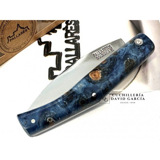 Pallarès Navaja Busa Madera Estabilizada Azul  Acero Inox