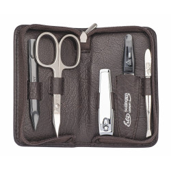 Estuche de manicura Siena marrón de 5 piezas 9012