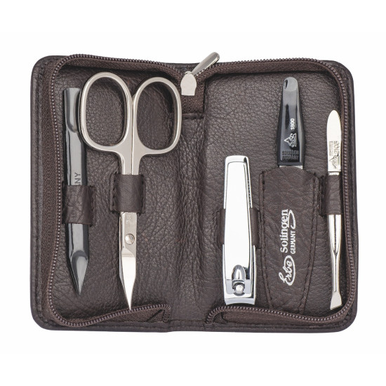 Estuche de manicura Siena marrón de 5 piezas 9012