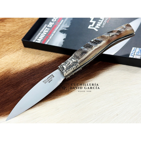 Pallarès Busa Colección Virola Plata Tallada Asta de Carnero Acero Inoxidable