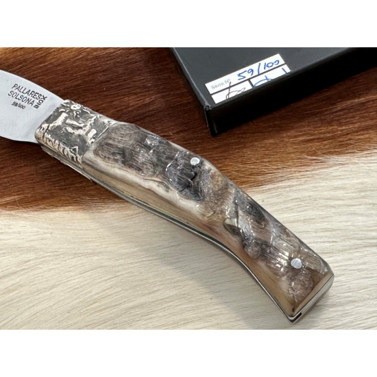 Pallarès Busa Colección Virola Plata Tallada Asta de Carnero Acero Inoxidable