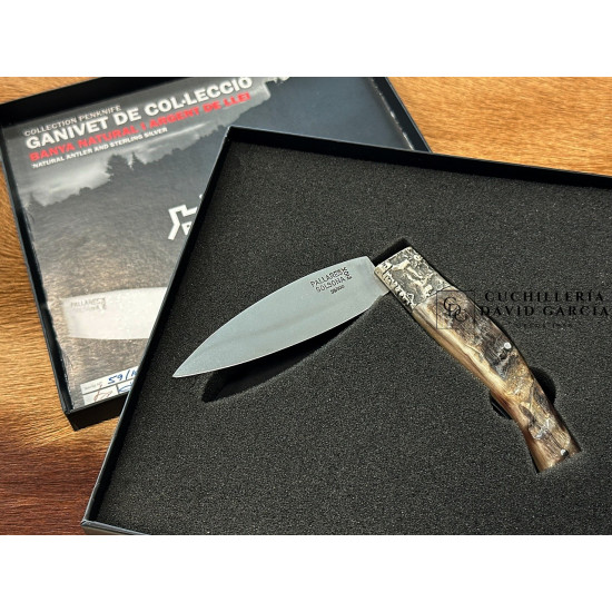 Pallarès Busa Colección Virola Plata Tallada Asta de Carnero Acero Inoxidable