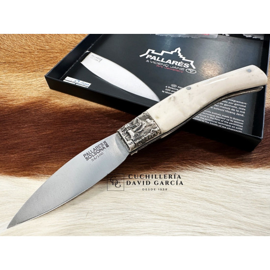 Pallarès Busa Colección Virola Plata Tallada Asta de Ciervo  Pulido Acero Inoxidable