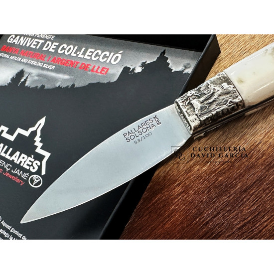 Pallarès Busa Colección Virola Plata Tallada Asta de Ciervo  Pulido Acero Inoxidable