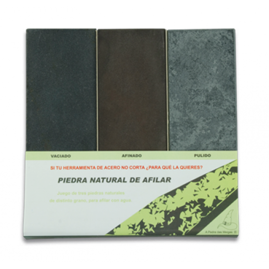 Set de tres piedras A Pedra Das Meigas Piedra Para Vaciar 700 Grs, Afinar 1200 Grs Pulir 4000 GRS de Piedra Natural 21209 Set de tres piedras A Pedra Das Meigas Piedra Para Vaciar 700 Grs, Afinar 1200 Grs Pulir 4000 GRS de Piedra Natural 21209