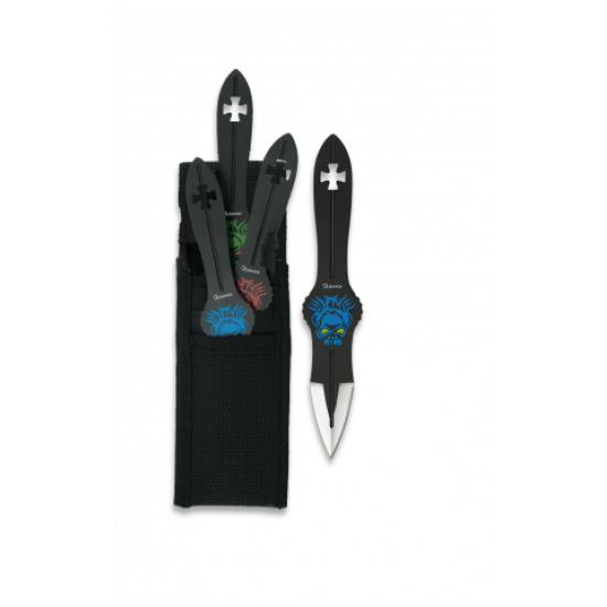 Cuchillos Lanzadores Skulls Set de 3 pcs con funda 32256 Cuchillos Lanzadores Skulls Set de 3 pcs con funda 32256