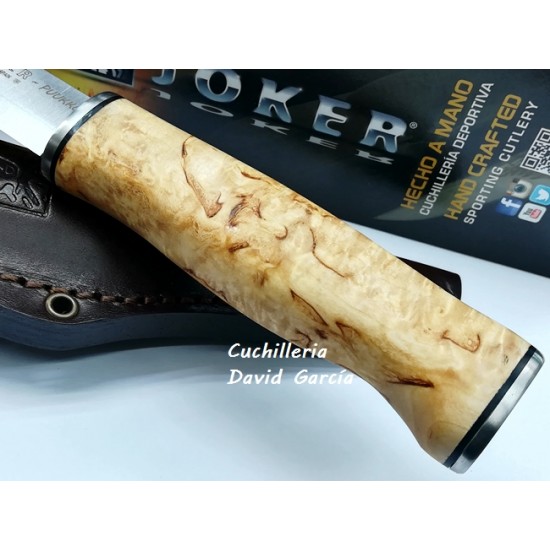 Joker Pukko CL127 Madera Abedul Rizado Acero Sandvik 14C28N