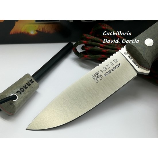 Joker Buschcrafter CV120-P Micarta Canvas  + Pedernal Acero Böhler N695