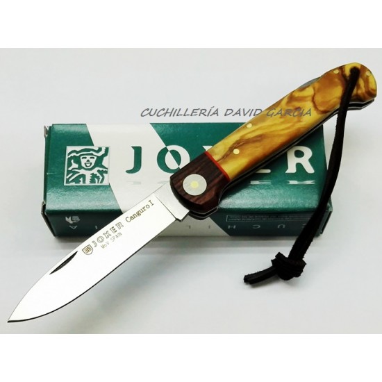 Navaja De Monte Personalizada JOKER Pointer Madera De Olivo Y Palisandro  Hoja 9 cm.