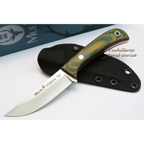 Muela Terrier 9G/K Micarta Verde Mostaza Funda Kydex con sistema de fijacion