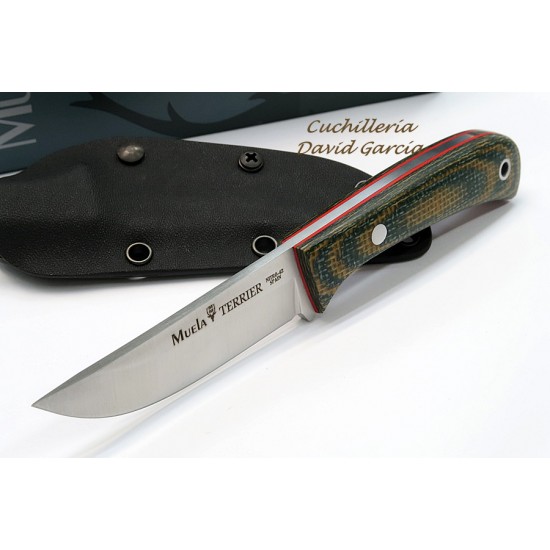 Muela Terrier 9G/K Micarta Verde Mostaza Funda Kydex con sistema de fijacion