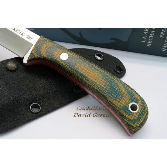 Muela Terrier 9G/K Micarta Verde Mostaza Funda Kydex con sistema de fijacion