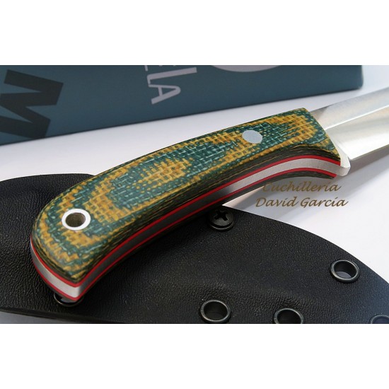 Muela Terrier 9G/K Micarta Verde Mostaza Funda Kydex con sistema de fijacion