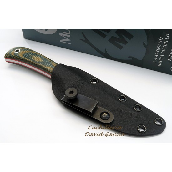 Muela Terrier 9G/K Micarta Verde Mostaza Funda Kydex con sistema de fijacion