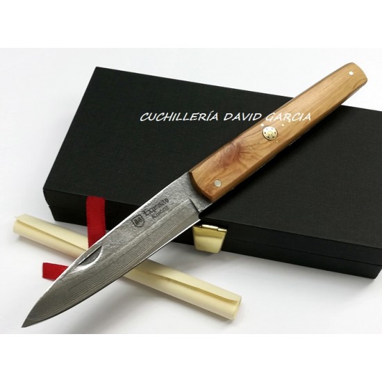 Expósito SVD/503-E Machete Damasco y VG10 Madera de Enebro con Mosaico Expósito SVD/503-E Machete Damasco y VG10 Madera de Enebro con Mosaico