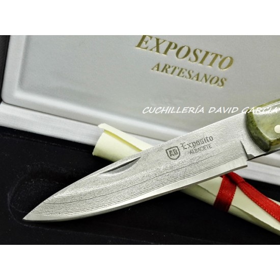 Expósito SVD/503-H Machete Damasco y VG10 Hueso de Avestruz con Mosaico Expósito SVD/503-H Machete Damasco y VG10 Hueso de Avestruz con Mosaico