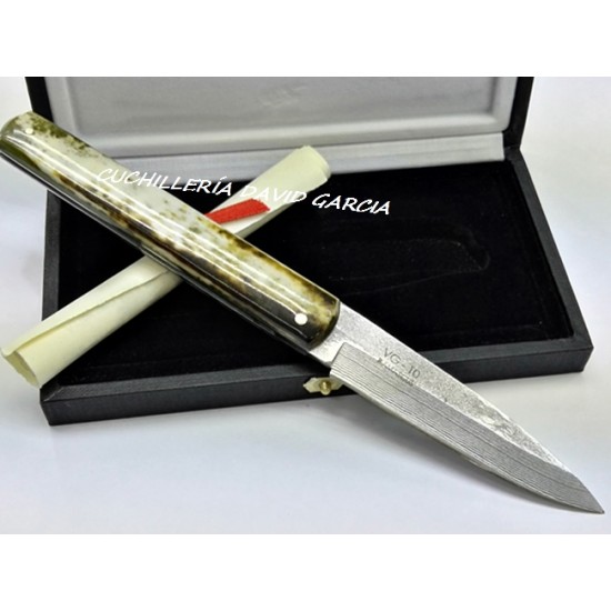 Expósito SVD/503-H Machete Damasco y VG10 Hueso de Avestruz con Mosaico Expósito SVD/503-H Machete Damasco y VG10 Hueso de Avestruz con Mosaico