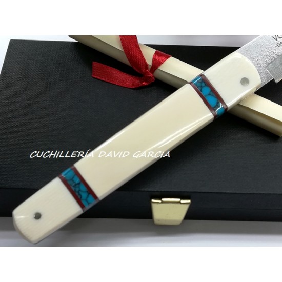 Expósito SVD/503 Machete Damasco y VG10 Marfil / Turquesa con Mosaico Expósito SVD/503 Machete Damasco y VG10 Marfil / Turquesa con Mosaico