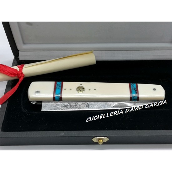 Expósito SVD/503 Machete Damasco y VG10 Marfil / Turquesa con Mosaico Expósito SVD/503 Machete Damasco y VG10 Marfil / Turquesa con Mosaico